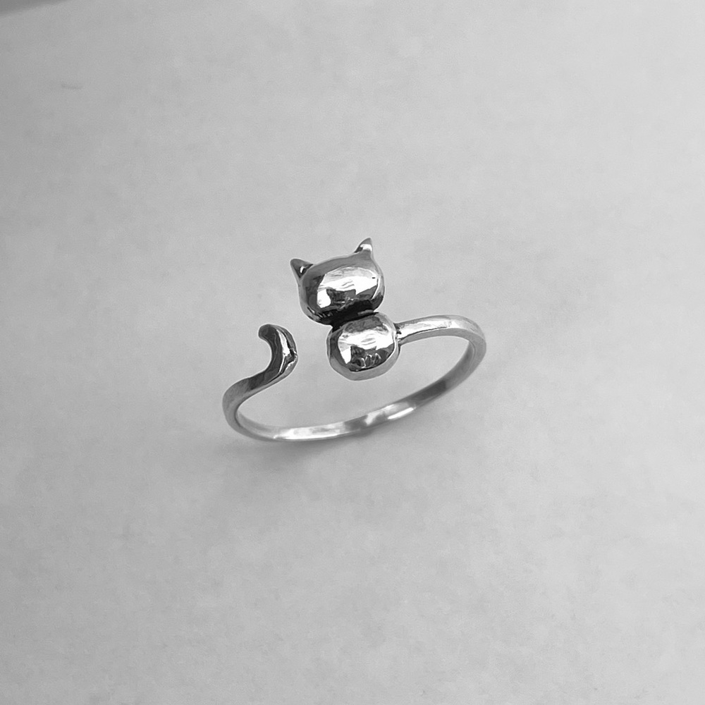 Sterling silver dainty cat ring, cat ring, dainty ring, silver cat ring